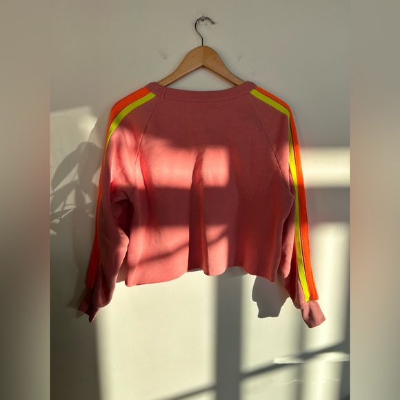 Aviator Nation Bolt Cropped Sweatshirt in Rose & Neon Pink Size M - Picture 10 of 10